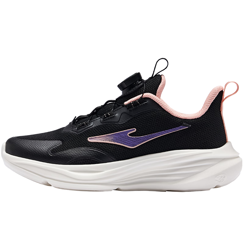 ERKE Kids Sports Shoes Boys and Girls Children's Knob Buckle Shock Absorption Running Shoes Black/Purple Size 35