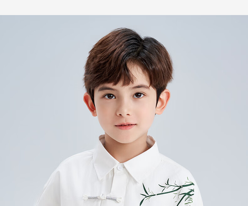 Luomeng Children's Chinese-Style Jacket, New Traditional Boys' Shirt, Versatile Spring And Autumn Bamboo Casual Shirt for Boys, White, Size 140 14