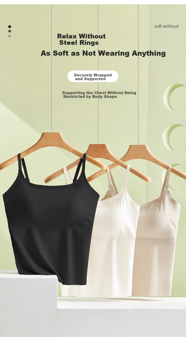 Langsha Women's Camisole Tank Top with Built-In Bra Pads, Backless Design, White Color, Suitable for Inner Or Outer Wear 7