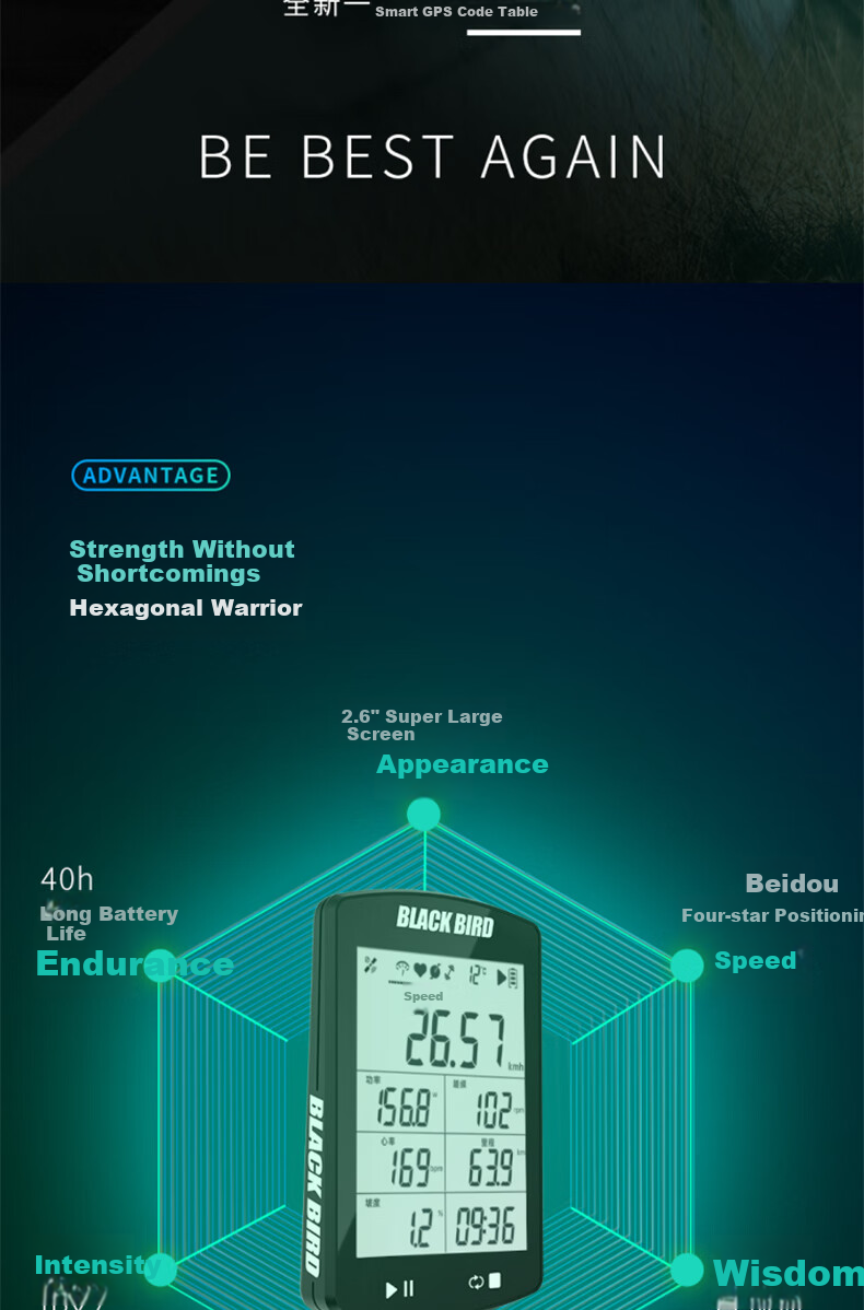 Blackbird BB20 Bike Computer, GPS Wireless Smart Odometer, Mountain And Road Bicycle, Large Screen, Waterproof Cycling Equipment 2
