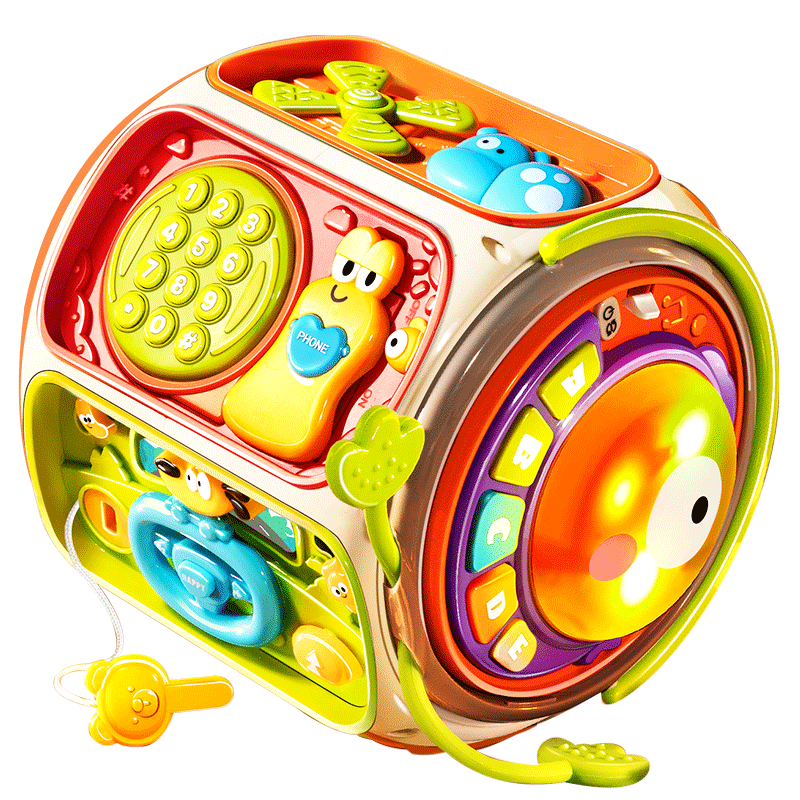 Kakabeier Baby Hand Drum, Musical Pat Drum, 6-12 Months Infant Montessori Early Education, Six-Sided Drum, First Birthday Gift
