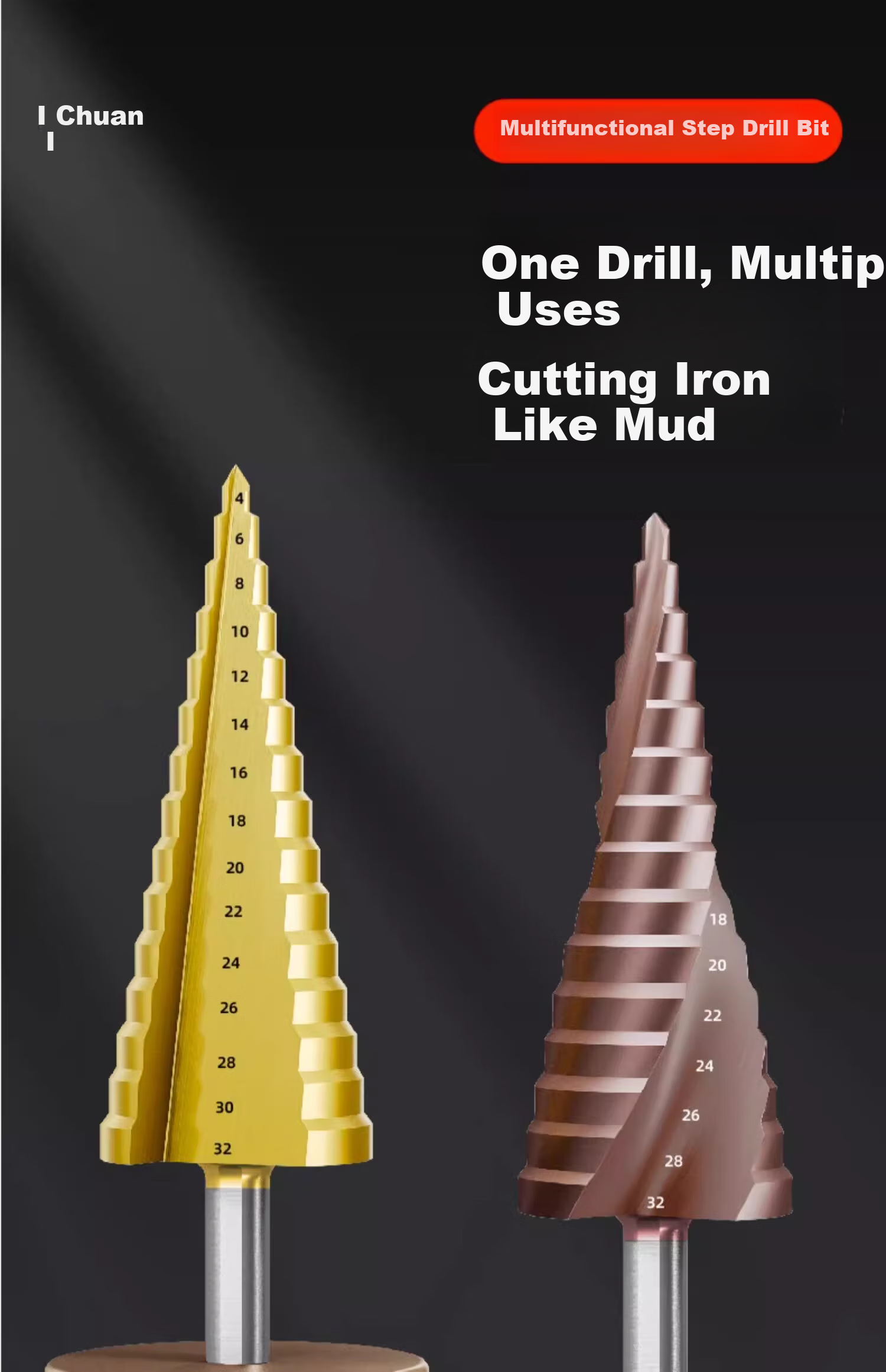 LiDiao Pagoda Drill Bit Step Drill High Hardness Metal Stainless Steel Hole Opener Special Drill Iron Opening Hole Enlarging Hole 4-32mm 1