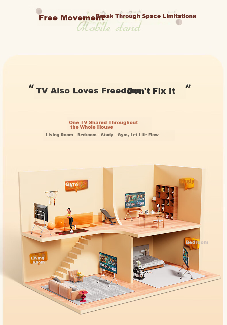 CABTE Stainless Steel Mobile TV Stand, Universal TV Cart for 32-75 Inches, Movable Trolley, [32-75 Inches] Stainless Steel Load-bearing/pallet Tray 2