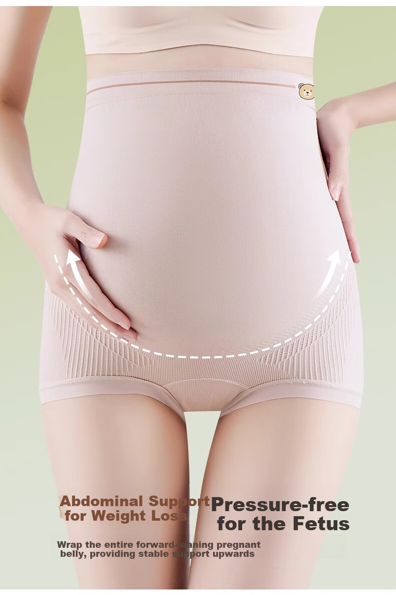 FENYE Maternity High-Waist Underwear with Extended Crotch for Late Pregnancy, Seamless Large-Size Thin Boxers 2