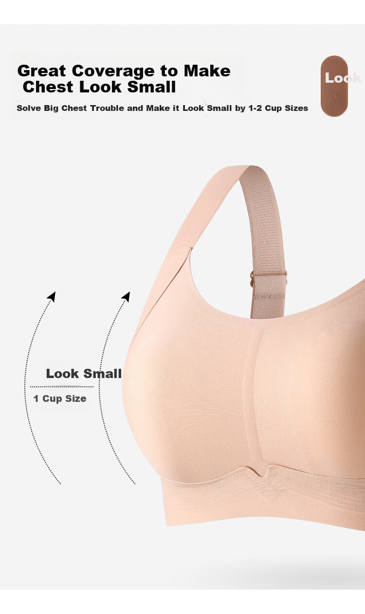 GRACEWELL Spring And Summer Large Bust Minimizer Rabbit Ear Cup Thin Bra for Women, High Side Support, Side Boob Control, Anti-Sagging, Wireless Brassiere 9