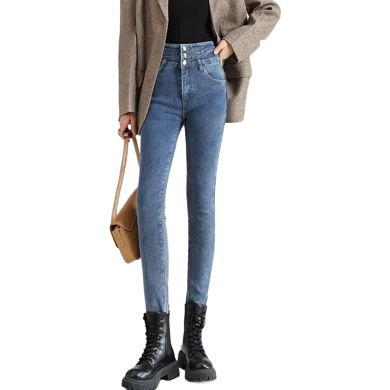Женские джинсы Jeanswest, высокая талия, узкие, облегающие, для осени 2025, дымчато-серые, размер 32