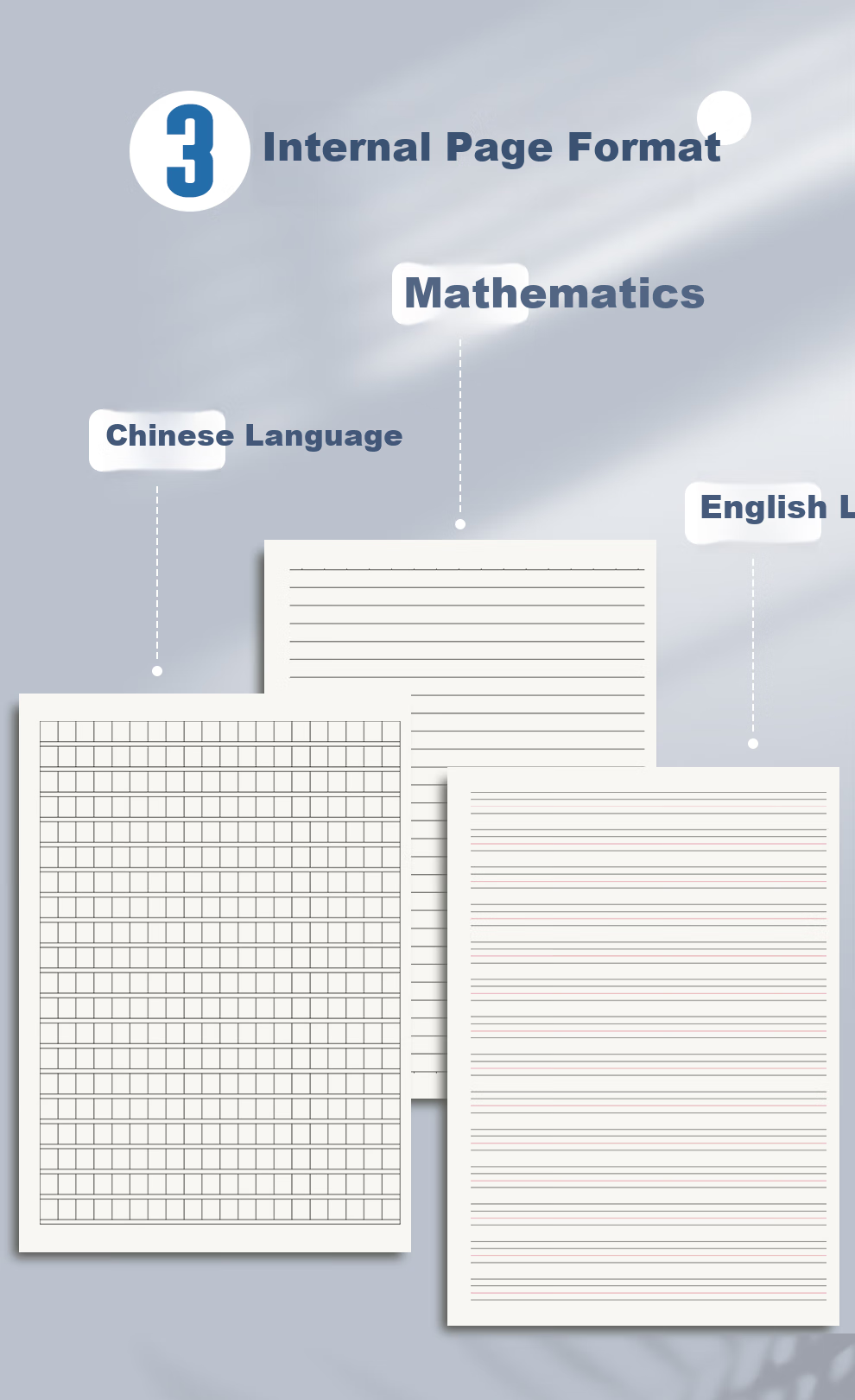 Faramon, 10-Pack Chinese Language Exercise Books for Primary School Students, 16K Large Size Composition Notebook for Middle And High School Students, B5 Thick Kraft Paper Journal 3