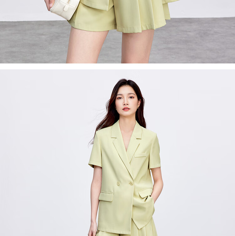 Sentubila Urban Commuter Women's Summer Slim Fit Short Sleeve Blazer and Elastic Waist Shorts Two-Piece Set 17