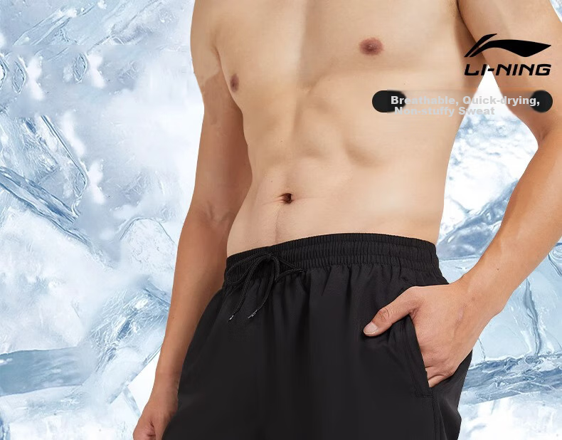 Li-Ning Men's Sports Shorts, Summer Breathable Ice Silk Quick-Dry, 2026 New Loose-Fit Running Fitness Beach Knee-Length Shorts 1