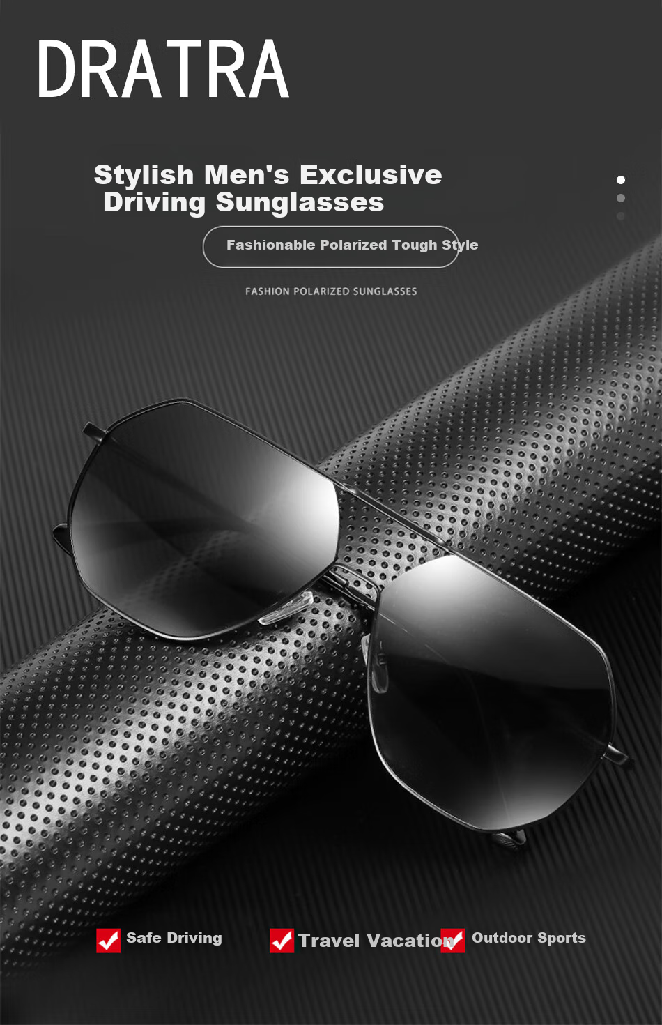 DRATRA Polarized Sunglasses for Men And Women, Fashionable Double Bridge Design Driving Glasses, Anti-Glare UV Protection, Trendy for Driving 1