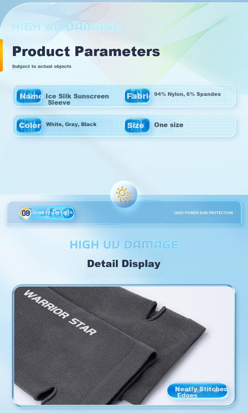 Huili Summer Sun Protection Arm Sleeves, Ice Silk Thin Breathable Outdoor Driving Cycling Unisex UV Protection Ice Sleeves Hand Sleeves 8