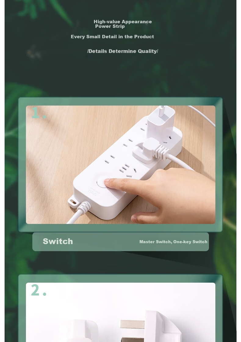 Deli 33915(1.8) Yabai Series New National Standard Power Strip/Extension Cord/Surge Protector with 6 Outlets, Total Length 1.8 Meters, 1 Pack 2