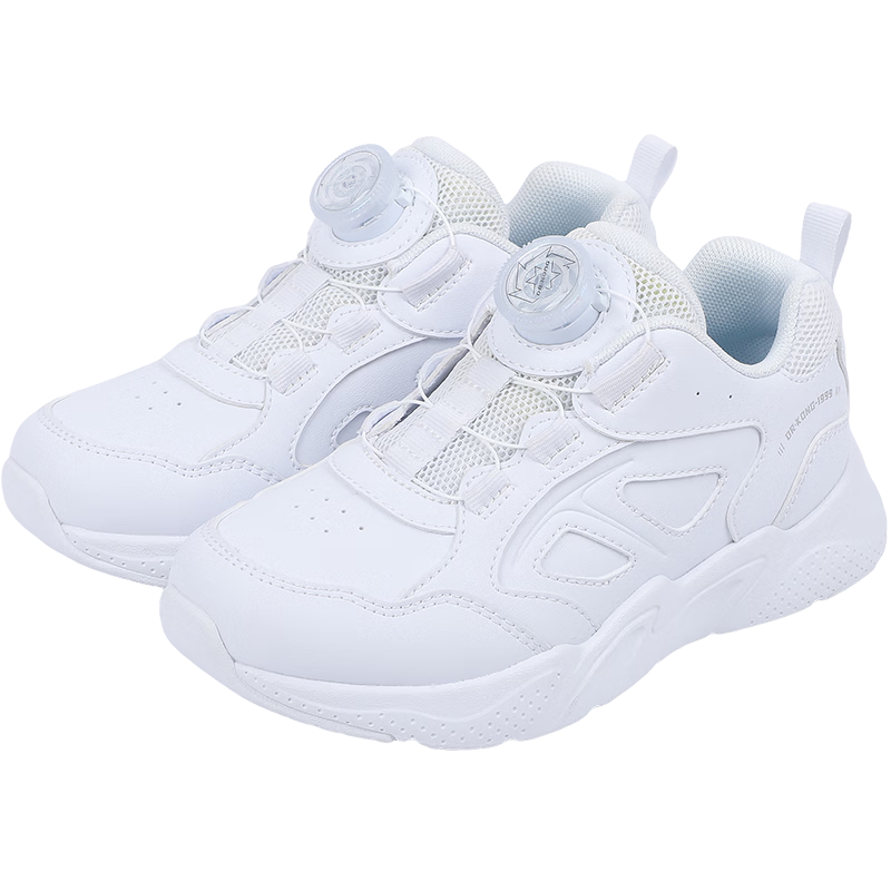 DR路KONG Soft Sneakers, Autumn Children's White Shoes for Boys And Girls, Rotary Buckle Design, Kids' Footwear, 2B16A1050AX, White Color, Size 27