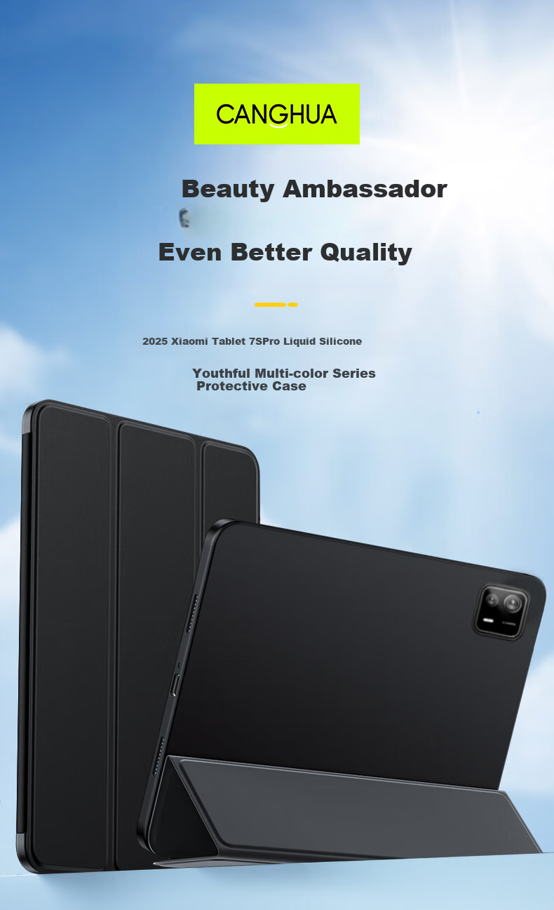 CangHua Protective Case for Xiaomi Pad 9 Pro/7S Pro, 12.5-Inch Tablet Stand, Tri-Fold Design, Full Coverage, Shockproof Cover 2