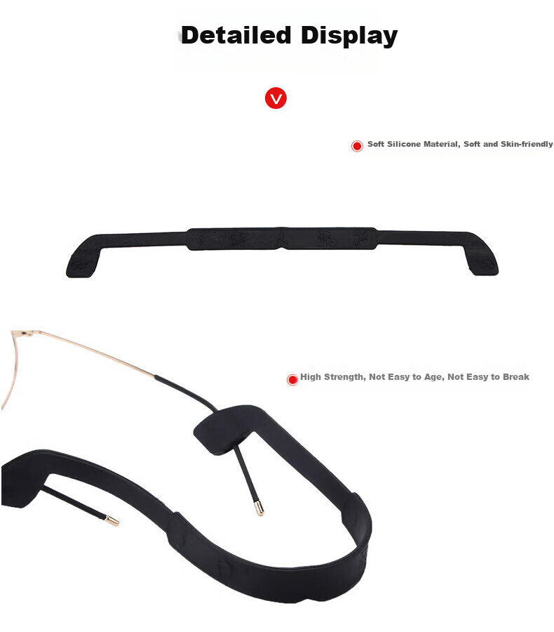 HB Silicone Round Head Glasses Strap*10 Pieces, Sports Glasses Fixing Anti-Slip Non-Drop Binding Rope for Children And Adults Eyewear 3