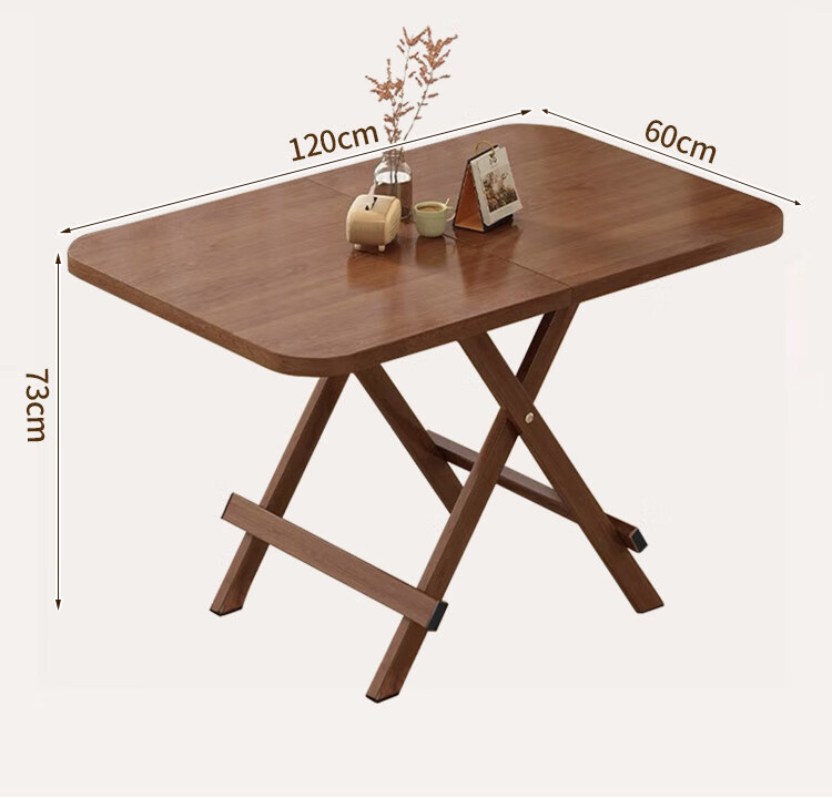 Jingcai Foldable Dining Table for Home, Small Apartments, Balcony, Outdoor Use, Portable, for Street Vendors, JZP10 Walnut Color 120*60cm 5