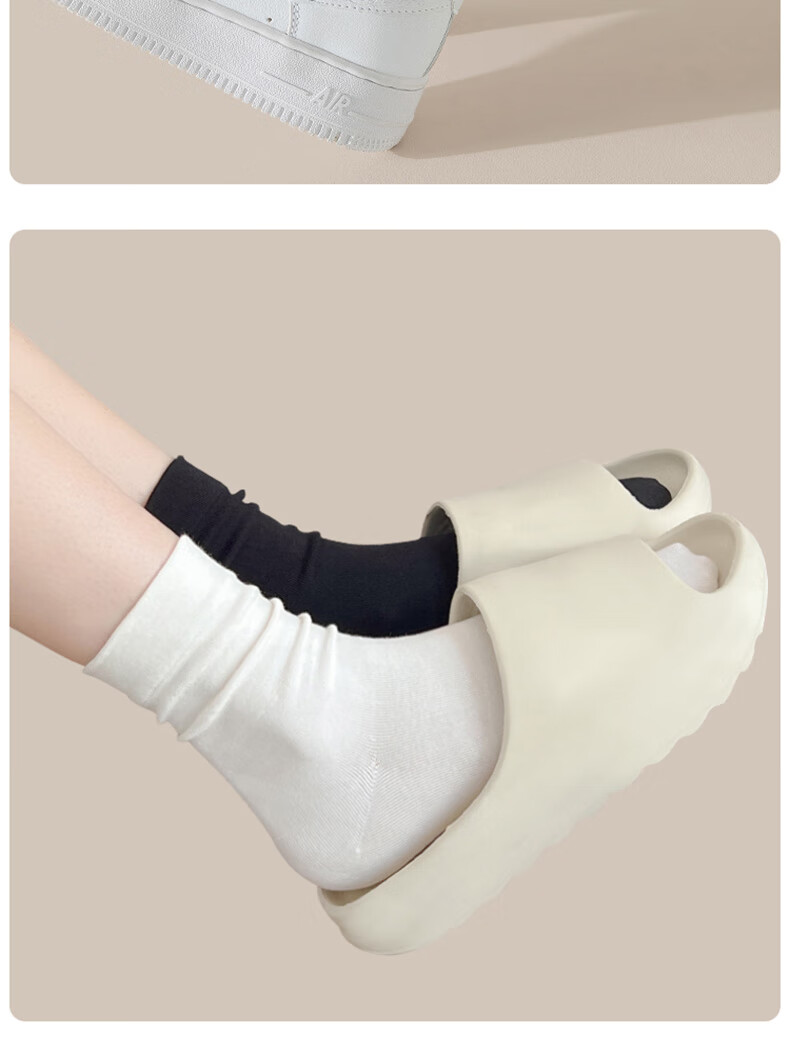 Cotton Full Women's Socks 100% Pure Cotton Antibacterial Deodorant Crew Socks Mid-Calf Spring Autumn Black White Long Tube Socks 5 Pairs 11