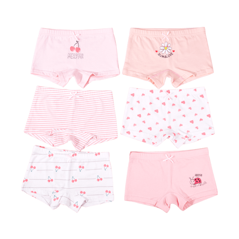 LangSha Children's Cotton Underwear Girls' Comfortable Student Underwear Cartoon Pattern 6-Pack Size 110