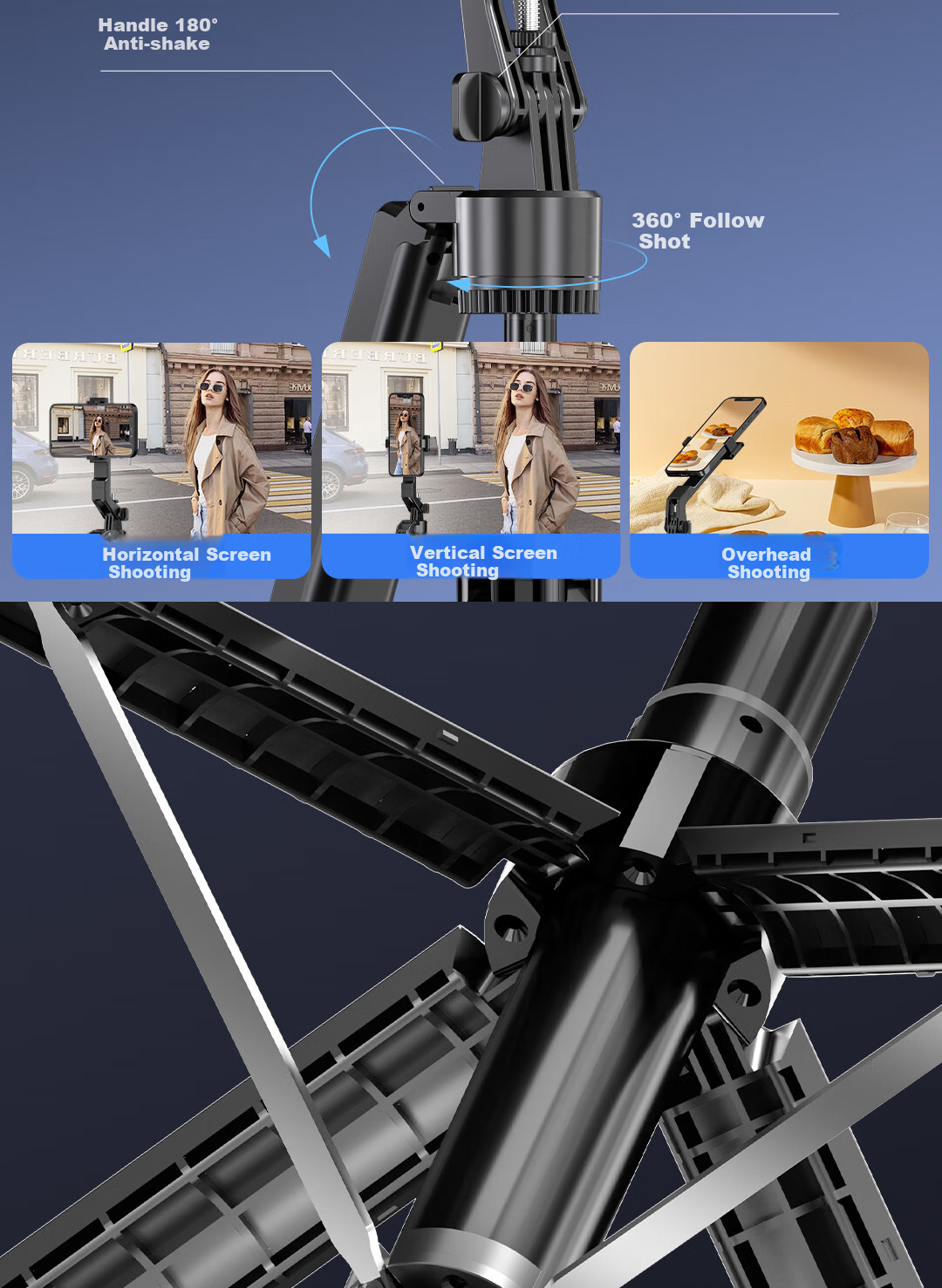 FUNSNAP FUNSNAP A8 Smartphone AI Gimbal Follow-Up Metal Tripod Bluetooth Remote Control Photography Handle Gadget Mobile Live Streaming Stand Anti-Shake Universal Dual Light Model 6