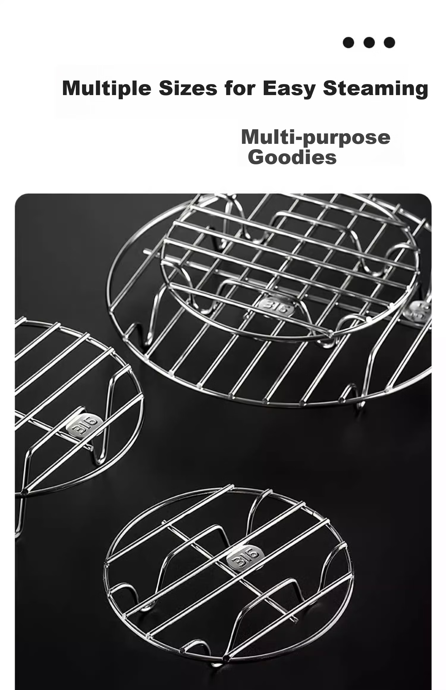 Onlycook 304 Stainless Steel Steamer Rack, Pot Holder, Table Mat, Low And Tall Steamer Rack for Cooking Pots, Small Size 5