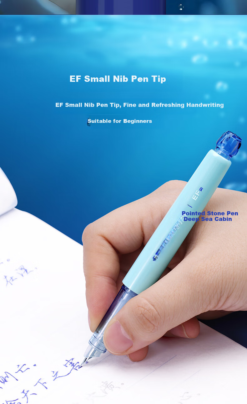 Dianshi Deep Sea Capsule Submarine Fountain Pen EF Fine Nib for Primary School Students' Handwriting Practice, Third Grade Back-To Season, Black Barrel, No Spill Ink, 4 Ink Cartridges, Erasable Blue Ink, Specialized for Calligraphy Practice, Teacher's Day Gift 13