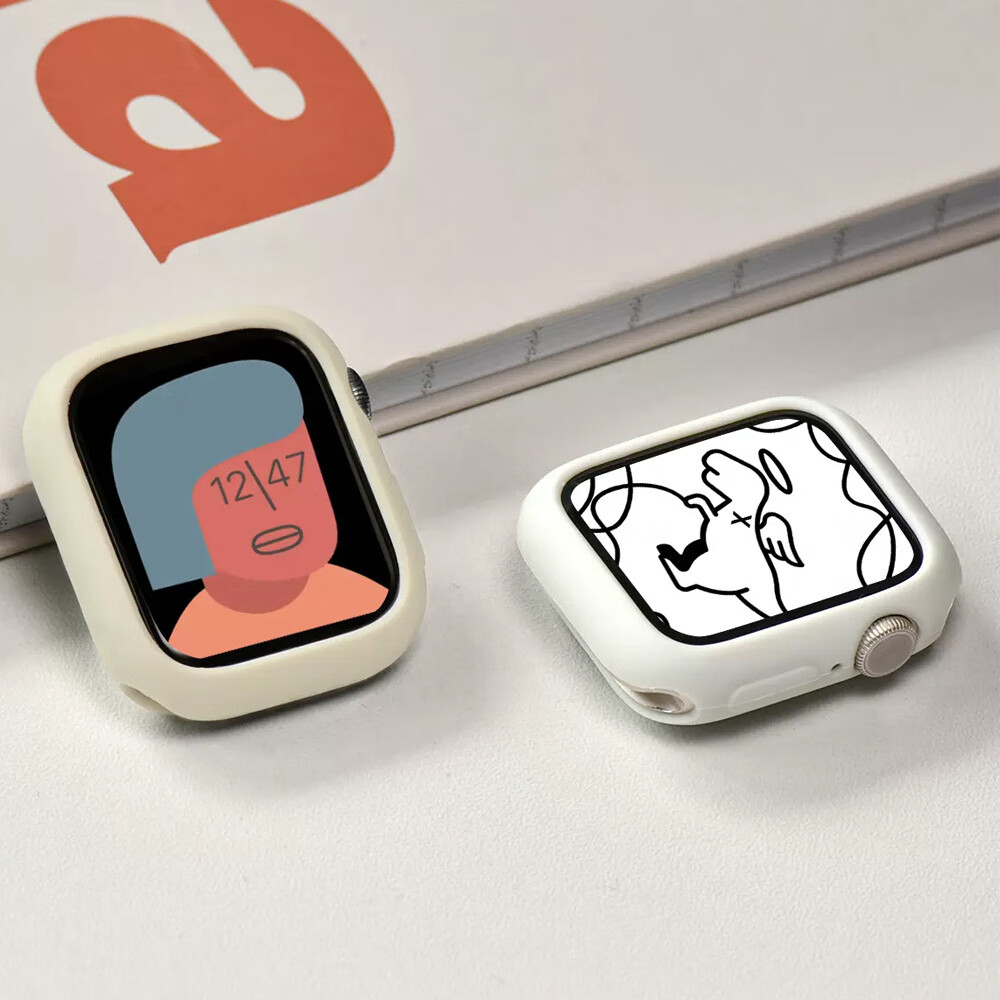 Защитный чехол Beiyipin для Apple Watch Series 8, S10, S7 SE, Series 6, S9, силиконовый, черный