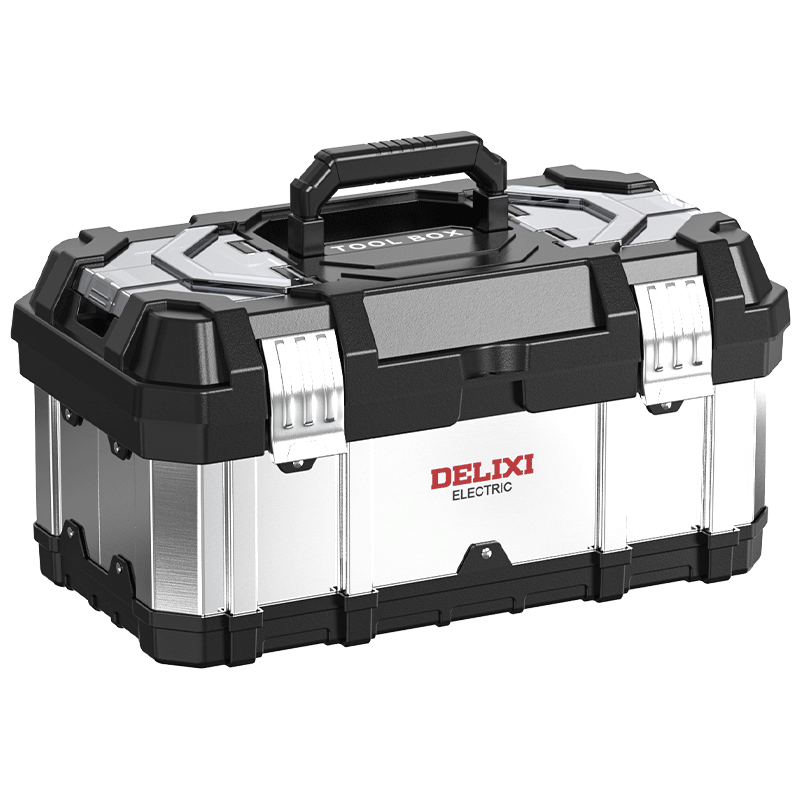 Delixi Stainless Steel Toolbox Set Car-Mounted Multifunctional Industrial Grade Portable Hardware Storage Box