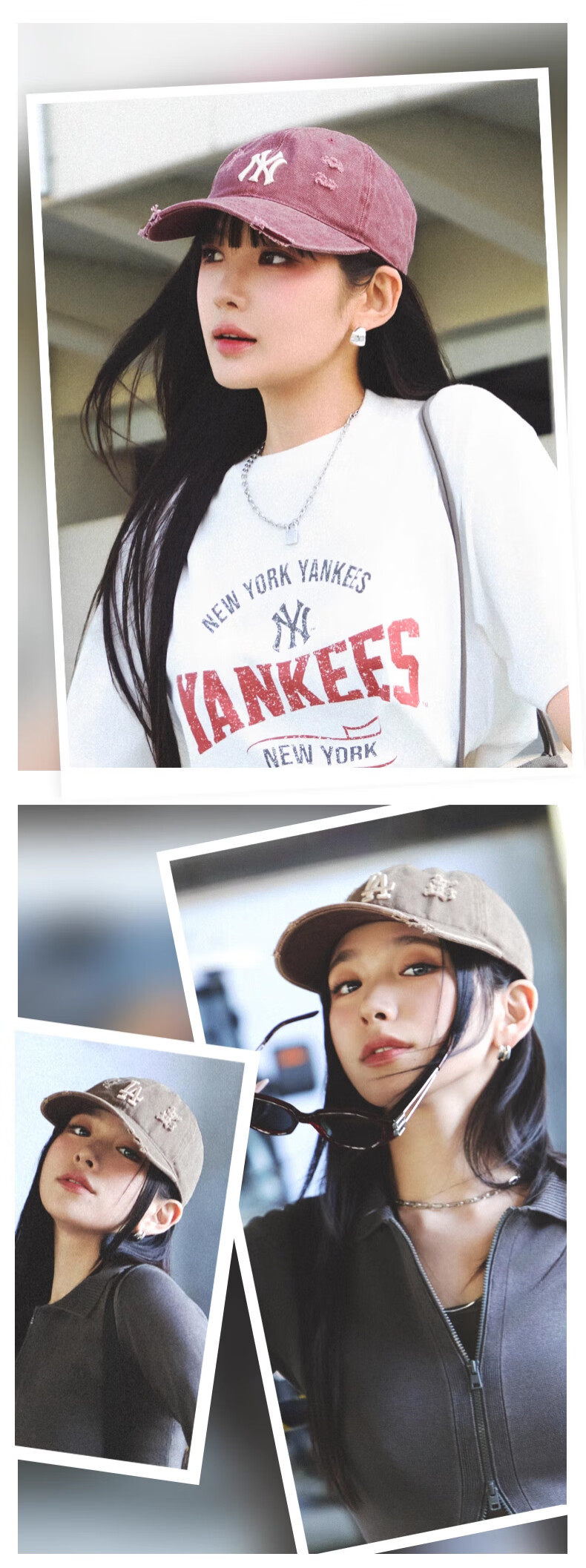 MLB Vintage Washed Baseball Cap Unisex Star Style Duckbill Sunshade【520】3ACPVV34N-07GRS 3