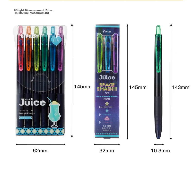 PILOT JUICE Gel Pen, Colorful Retractable Pen, Signature Pen, Water-Based Pen, Student Planner Pen, Stationery Office Supplies, LJU-15 0.5mm, Neon Apricot 14