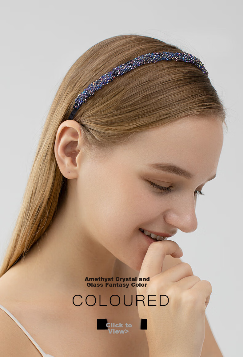 Cercoo Amethyst Glass Fantasy Series Handmade Beaded Headband, Versatile High-End Feel, Internet Celebrity, New French Style for Women in 2025 1