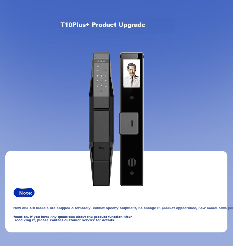 VOC Smart Lock with Palm Vein And Facial Recognition, Dual Camera Door Lock for Home Use, Fingerprint Lock, Electronic Password Lock T10Plus S 1