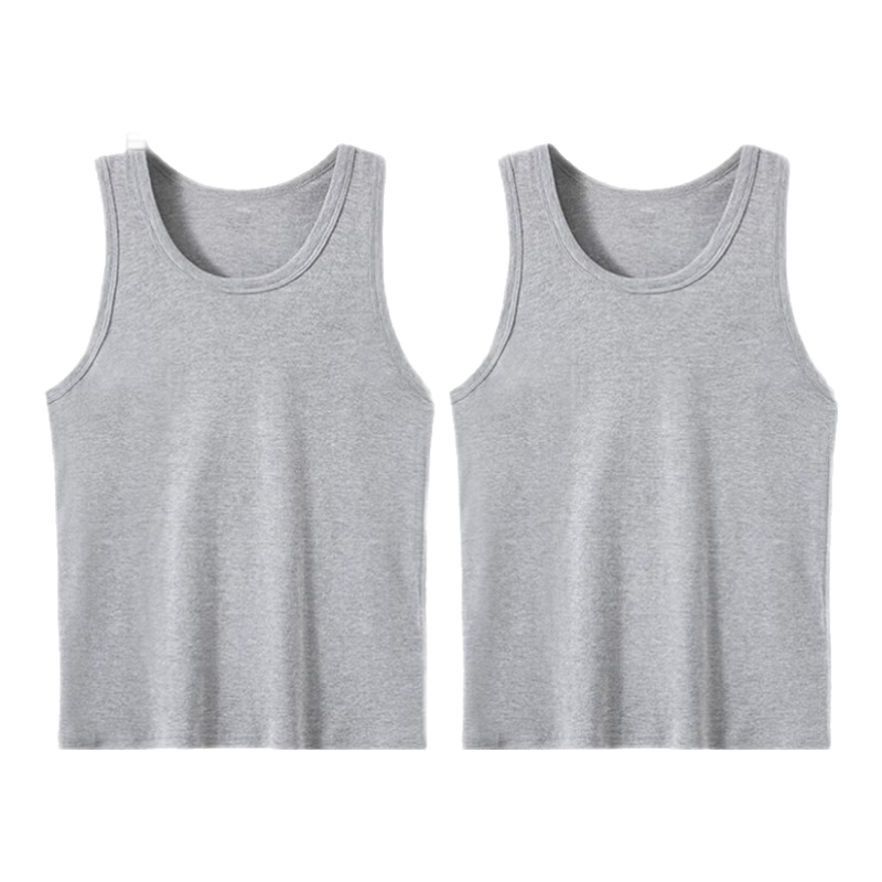 FIRS Men’s Vest [2-Pack Pure Cotton] Seamless Round Neck Antibacterial Sports Sleeveless Undershirt