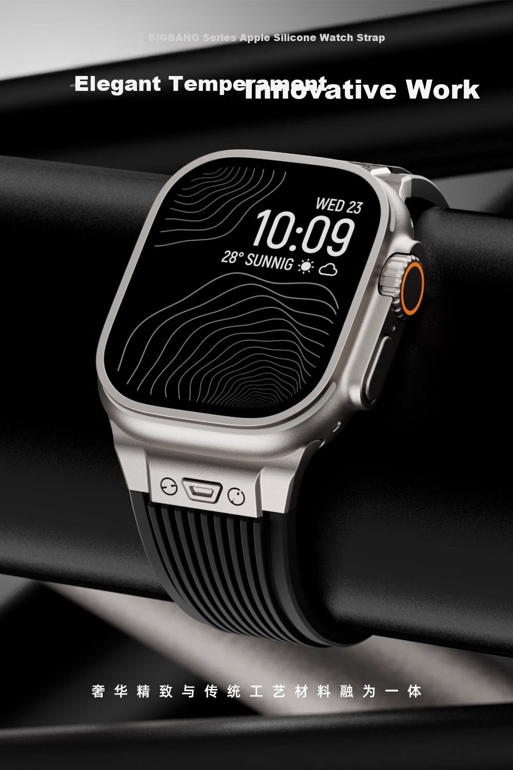 Biaodaige Compatible with Apple Watch S12 Band, S10 Band, S11/S9/S8/S7 Band, Summer Breathable, for Apple Watch Ultra 2/3/4, Big Bang 45/46/49MM, Black 1
