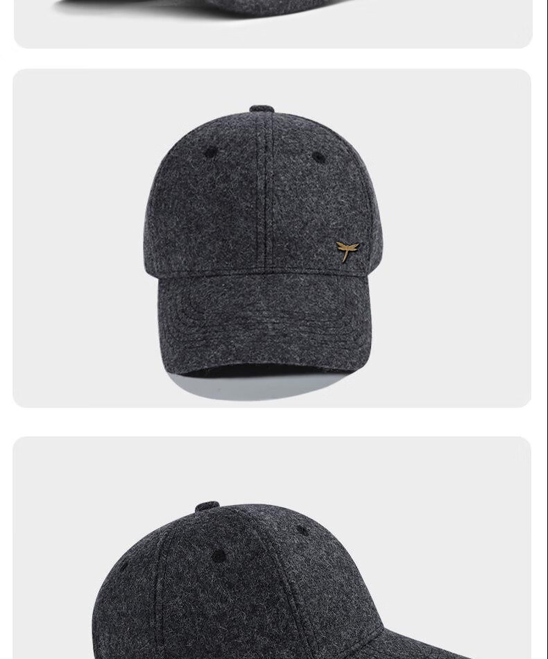 RED DRAGONFLY Men's Winter Warm Wool Baseball Cap Middle-aged and Elderly Dad Grandpa Duckbill Hat 5