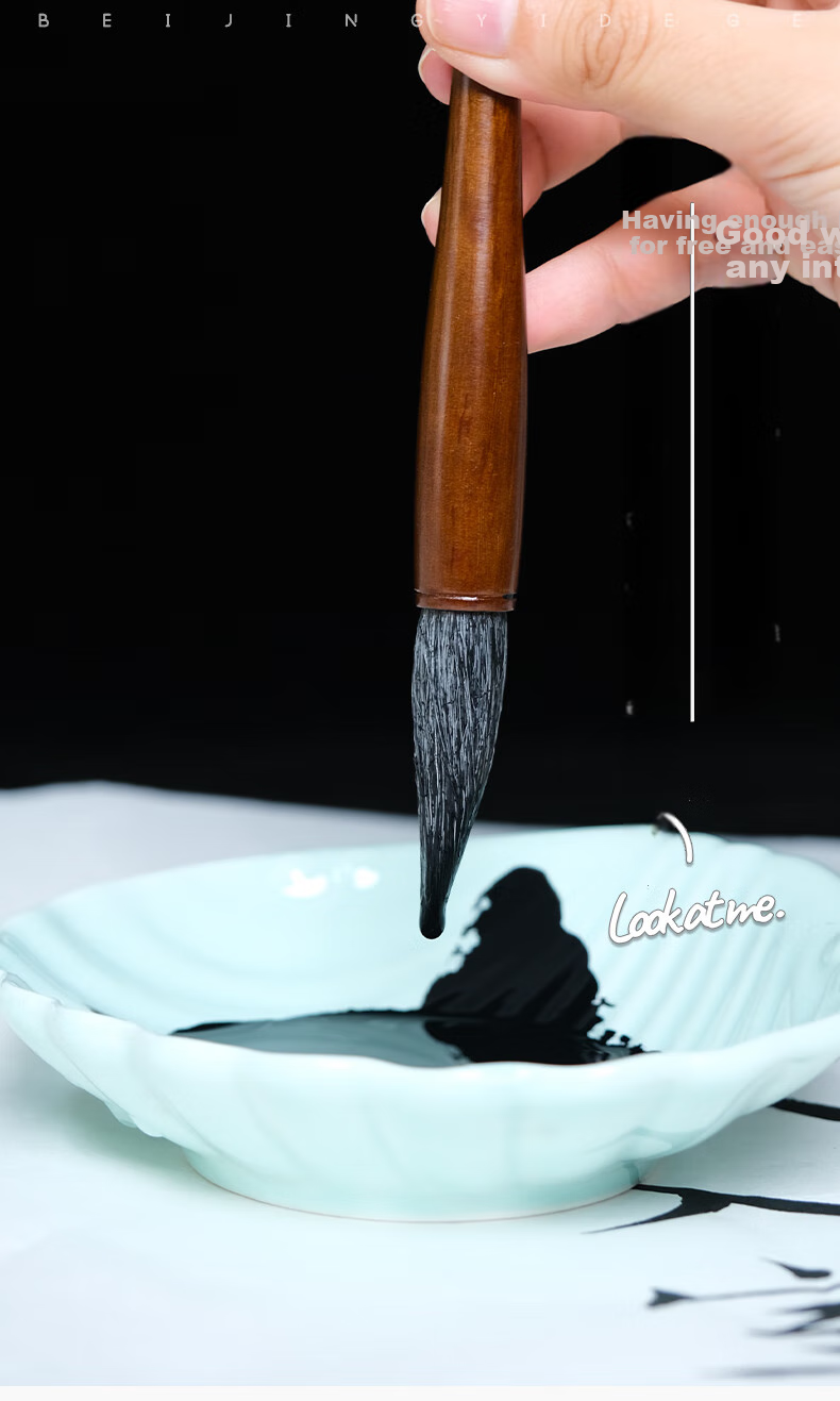 [Lowest Price Online] Yidege Wolf Hair Brush, Wolf And Sheep Mixed Hair for Medium to Large Regular Script, French Painting, Seal Script, Clerical Script, Running Script, Specialized Calligraphy Brush, Four Treasures of The Study, Ink, Paper, Inkstone, One-Grade Warehouse Wolf Hair Medium 3