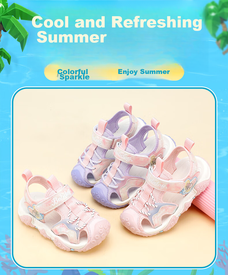 BOBDOG Children's Shoes with Soft Soles And Closed-Toe Design, Summer Sandals for Girls, 105532058, Light Pink, Size 32 1