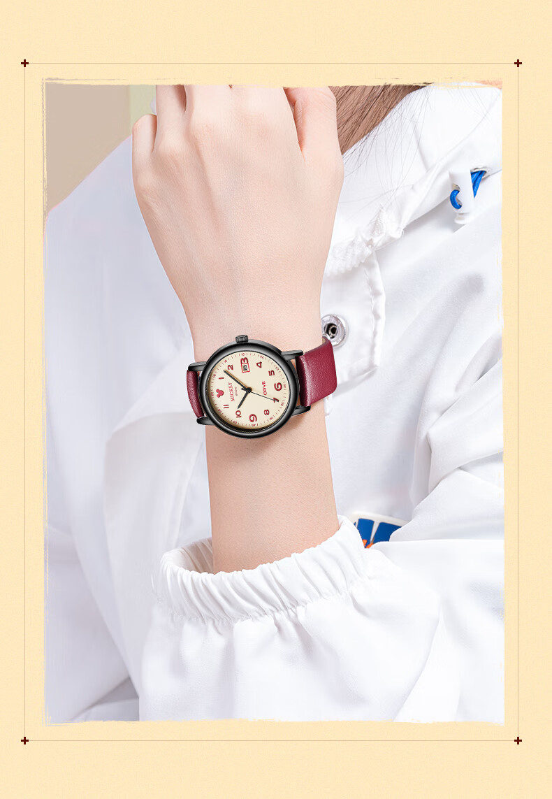 Disney Mickey Men's Vintage Quartz Watch Waterproof Calendar Student Exam Watch for High School and College Adults Back to School 3