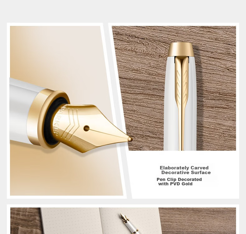 PARKER Fountain Pen, Signature Pen, Stylish Writing Fountain Pen, IM Flowing White Gold Clip Ink Pen + Graduation Commencement Gift Box, National Day Gift for Men And Wome 11