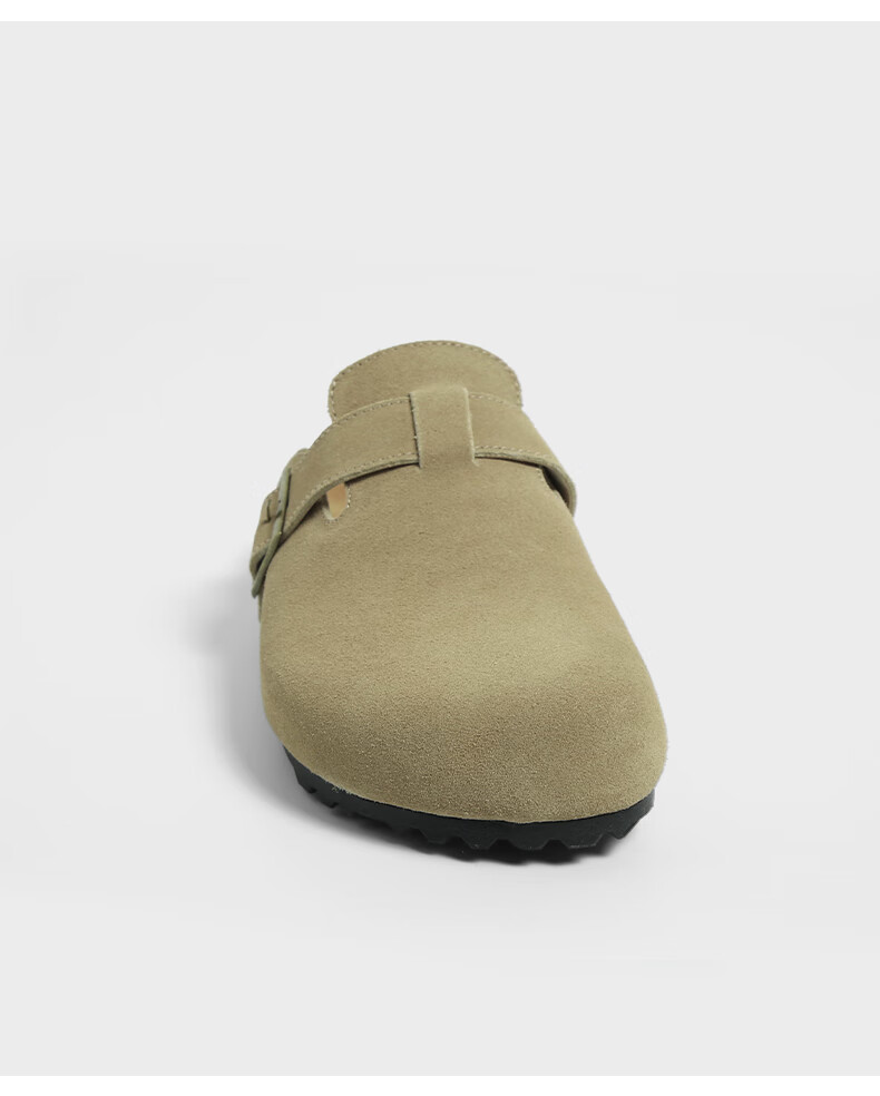 FOREVER21 Women's Leather Slippers Spring Autumn Birkenstock Style Thick Sole Slip-On Half Slippers Khaki Size 36 14