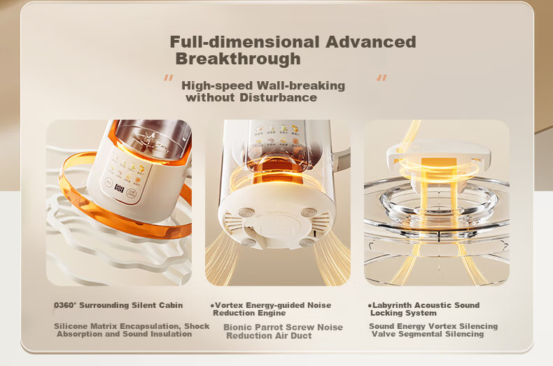 Bear Soy Milk Maker High-Speed Blender for Home Use, 1L Fast Soy Milk, Large Capacity for 2-3 People, Fully Automatic No-Cook Multifunctional Food Processor Juicer, Non-Coated DJJ-H08C1 8