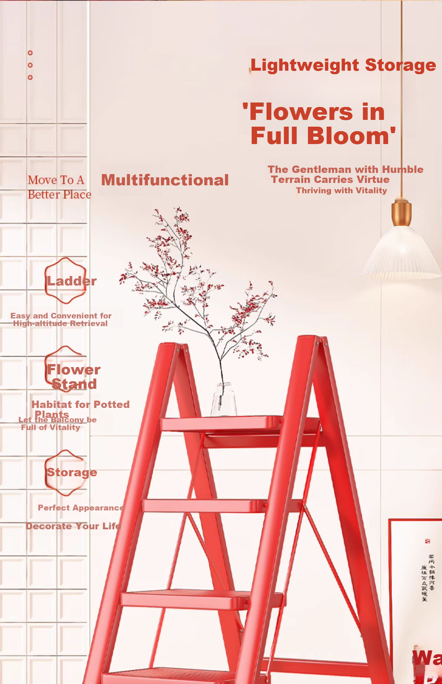 SHULIANG Ladder, Foldable Thickened A-Frame Ladder, Indoor Small Ladder Stool, Housewarming Step-By Ladder, Home Use Ladder 22