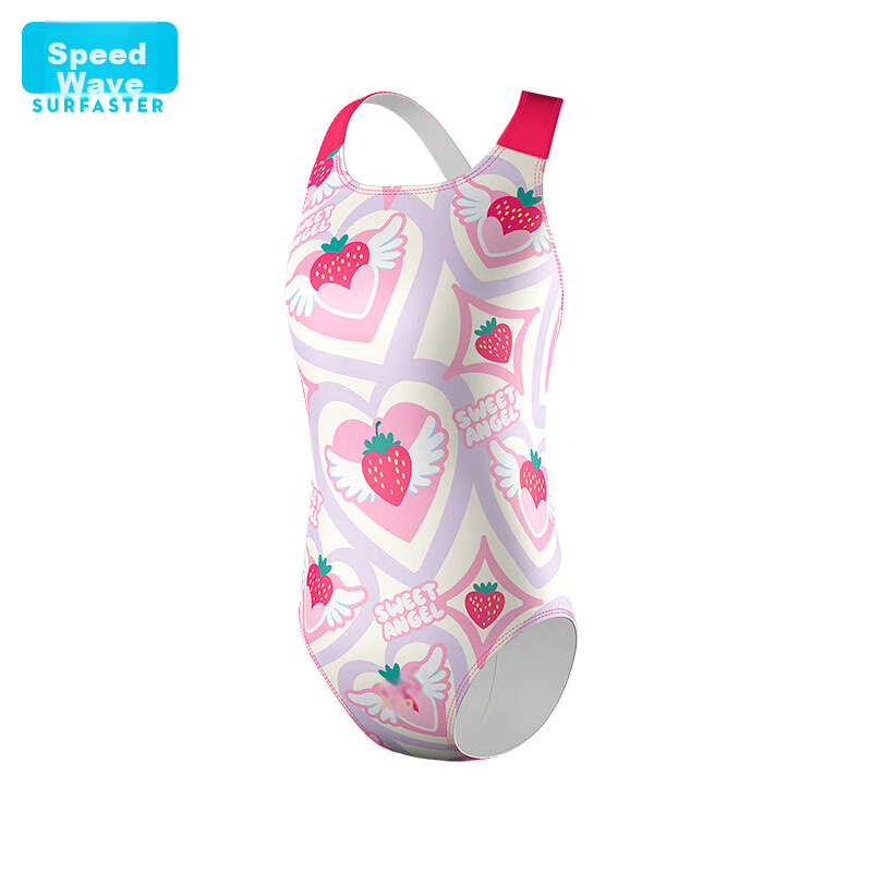 Sulang Girls' Swimsuit, Competitive Speed Sports, Children's Professional Training Swimwear, Sweet Angel|Training Style, Size 110