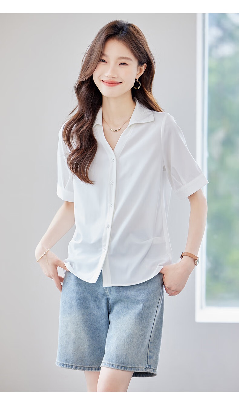 Jeanswest Women's Short Sleeve Summer Shirt, Polo Collar, Premium V-Neck, Lightweight Loose Fit Top, Coffee Color, XL 10