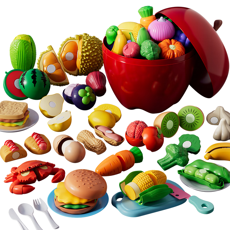 Cawndilla Families Children's Fruit Cutting Playset, Mini Kitchen Toy for Toddlers 3-6 Years Old, Birthday Gift for Boys And Girls