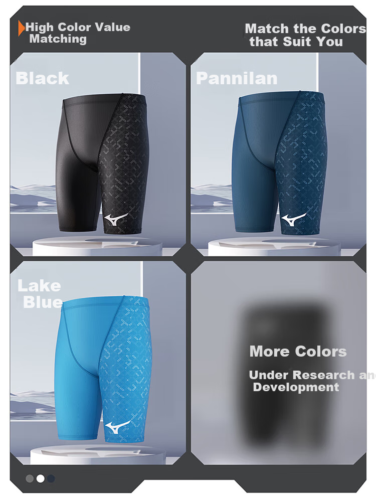 MIZUNO Men's Professional Quick-Dry Long Five-Point Swim Trunks, Anti-Embarrassment, Plus Size, Hot Spring Swimwear BC104 Black M 9