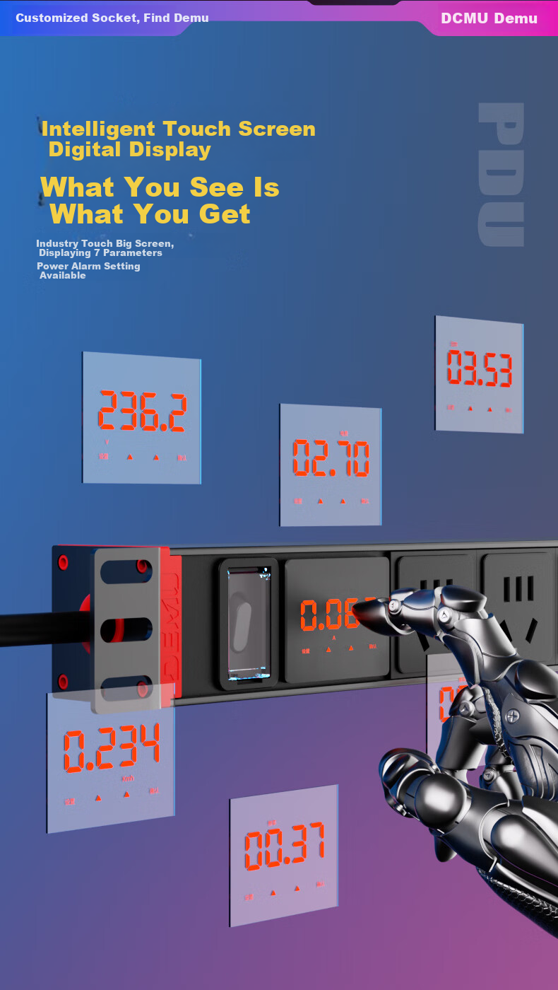 DEMUPDU Socket Metering Display Cabinet, 8-Digit 10A Overload Switch, Zhongyang DMZY-XG8 Black, 1.5 Square Meters, 3 Meters 2