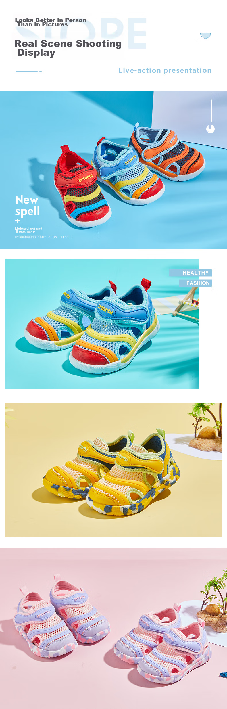 Katetu Children's Sandals, Boys' Summer Walking Shoes for Ages 1-6, Caterpillar-Shaped Toddler Shoes, Functional Baby Sandals for Girls, XBF3 6