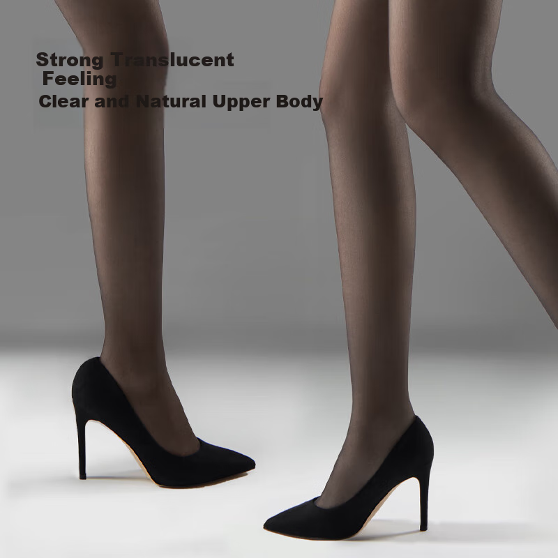 LUCKMEEY Women's Stockings, High-End Feel, 0D High Transparency, Sexy Smooth Pantyhose, Leg-Slimming, Anti-Snagging, Black Silk