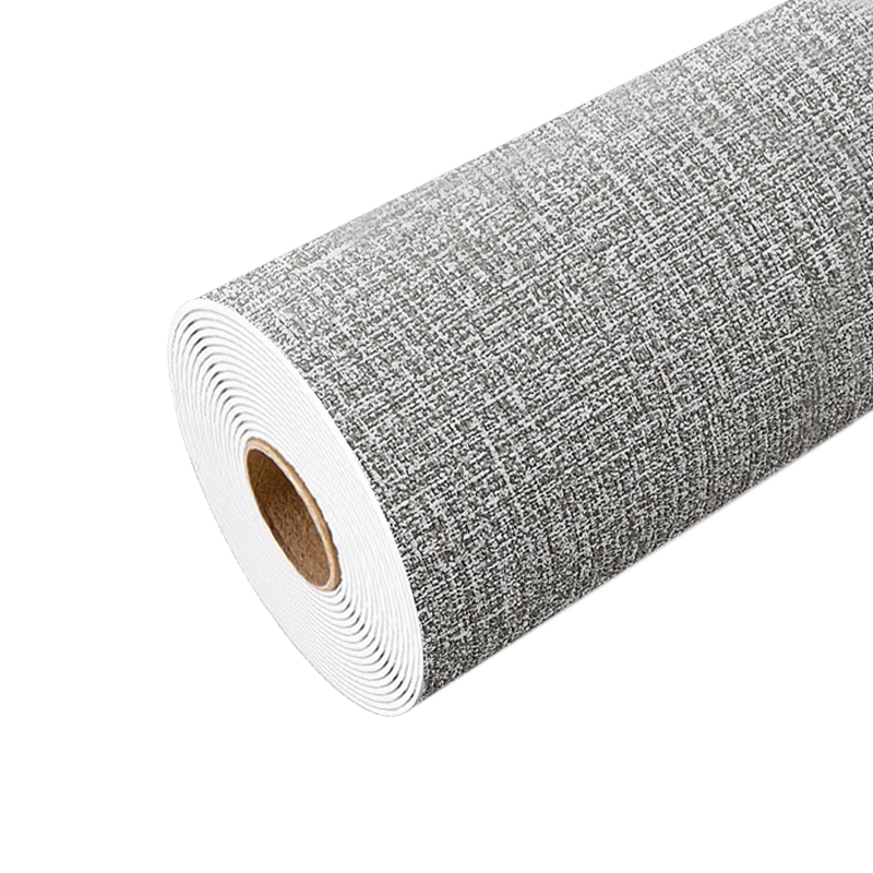 Modouyu Anti-Collision Wall Sticker Linen Texture 0.5*10 Meters Light Gray, Moisture-Proof Thickened Warm Wallpaper Soundproof Aluminum Foil Wallpaper