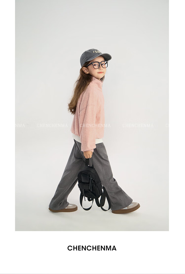 Chenchenma Girls' Semi-Turtleneck Zip-Up Sweatshirt, 2026 Autumn New Style, Loose-Fitting Hem with Drawstring, Trendy Parent-Child Top 16